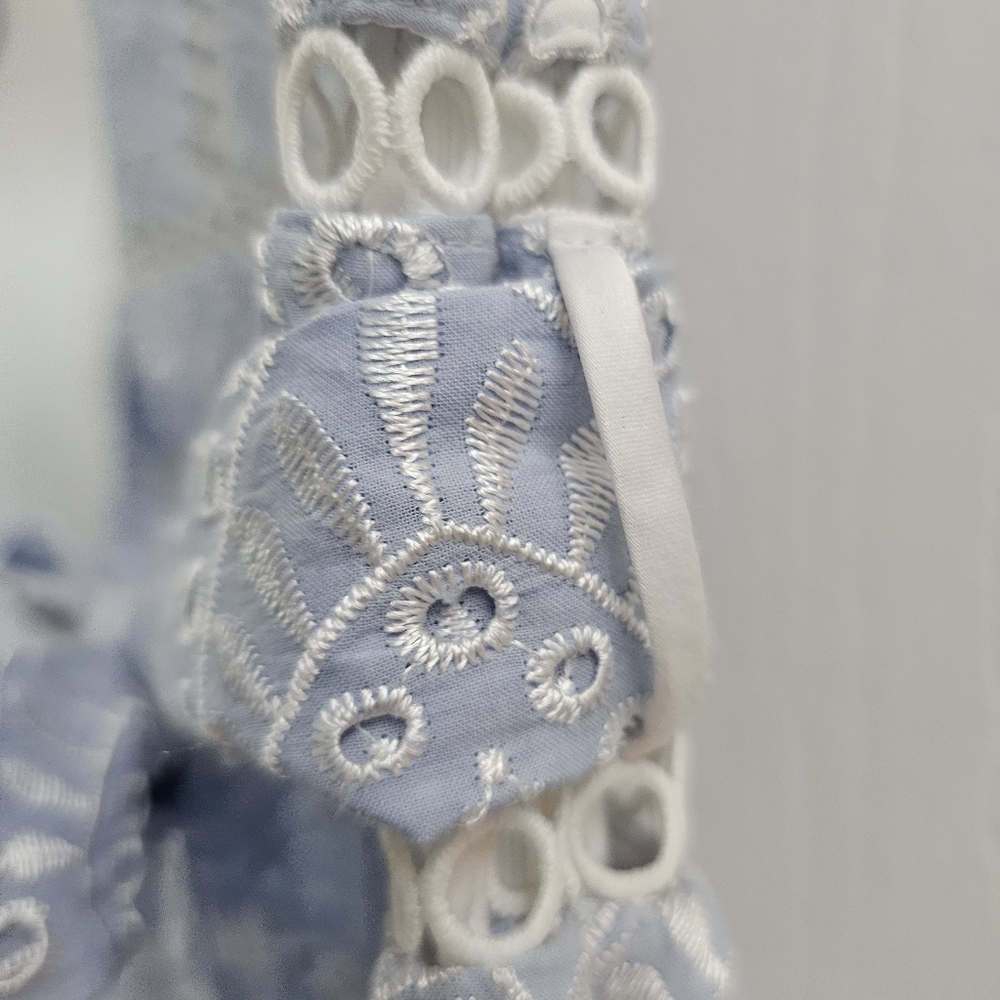 Karina Grimaldi Alba Eyelet Midi Dress Sky Blue Size S Summer Wedding Guest - Picture 10 of 16